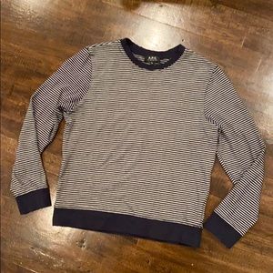 A.P.C. Long Sleeve Striped Cotton Crewneck Shirt
